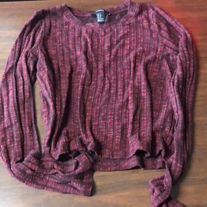 Sheer red and black sweater crop top